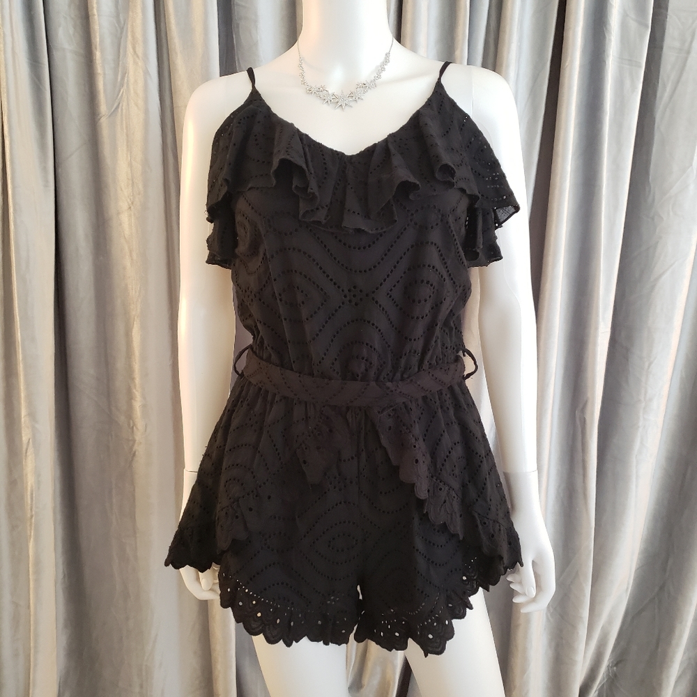 Black ALLISON Ruffled Romper NWT
